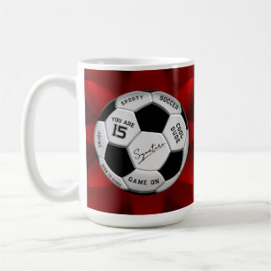 Personalized Soccer Ball Birthday Age Name Text Coffee Mug