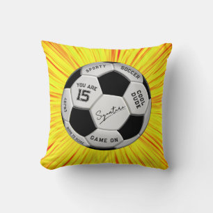 Personalized Soccer Ball Birthday Age Name Text Cushion
