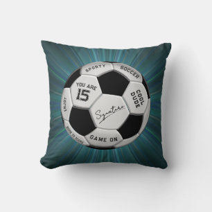 Personalized Soccer Ball Birthday Age Name Text Cushion