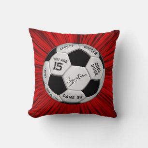 Personalized Soccer Ball Birthday   Age Name Text Cushion