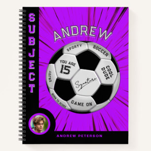 Personalized Soccer Ball Bold Font Pink Milestone Notebook