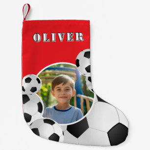 Personalized Soccer Ball Football Boy Photo Small Christmas Stocking