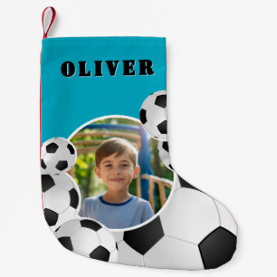 Personalized Soccer Ball Football Boy Photo  Small Christmas Stocking