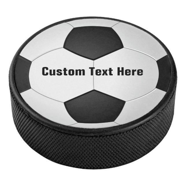 Personalized Soccer Ball Hockey Puck with Text (3/4)