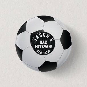 Personalized Soccer Bar Mitzvah Favor 3 Cm Round Badge