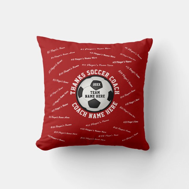 Personalized Soccer Coach Gifts, ALL Players NAMES Cushion (Front)