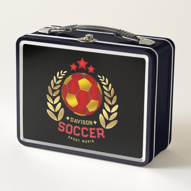 Personalized Soccer Emblem Metal Lunch Box (Front)