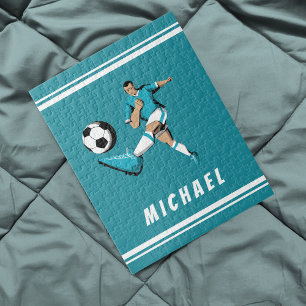 Personalized Soccer Player Cool Graphics Striped   Jigsaw Puzzle