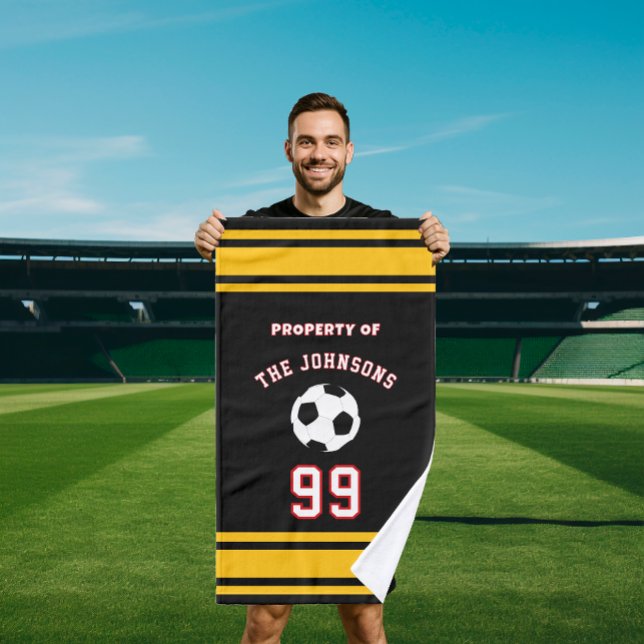 Personalized soccer Sports coach Football Player Hand Towel (Creator Uploaded)