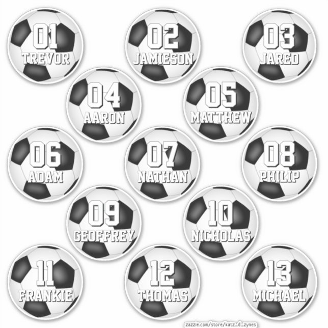 personalized soccer stickers for 13 boys girls (Front)