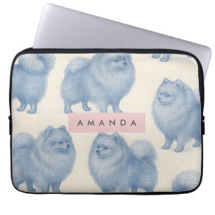 Personalized Soft and Cute Pomeranian Pattern Laptop Sleeve