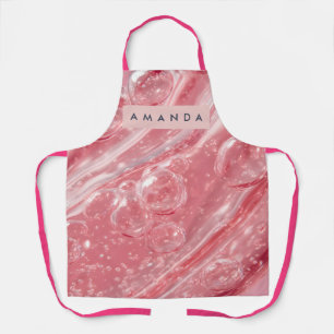 Personalized Soft Blush Bubble Swirl Glossy Pink Apron