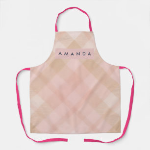 Personalized Soft Blush Pastel Plaid Design Apron