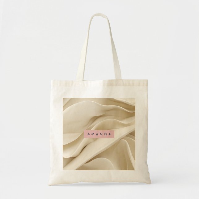 Personalized Soft Cream Abstract Minimal Flow  Tote Bag (Front)