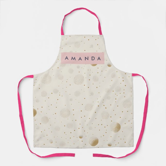 Personalized Soft Gold Polka Dot Minimalist Style Apron (Front)