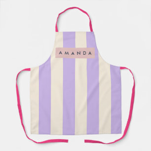 Personalized Soft Lilac and Cream Striped Apron
