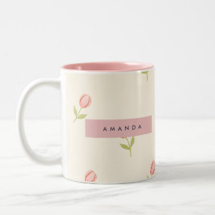 Personalized Soft Pastel Blush Pink Tulip  Two-Tone Coffee Mug