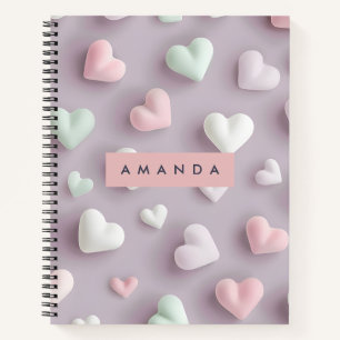 Personalized Soft Pastel Candy Hearts Notebook