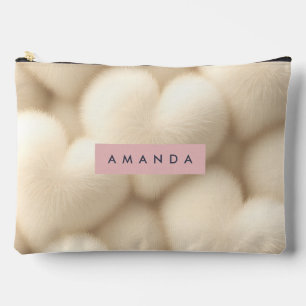 Personalized Soft Pastel Creamy Heart Furry Accessory Pouch