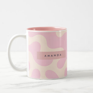 Personalized Soft Pink and Beige Abstract Camo Two-Tone Coffee Mug