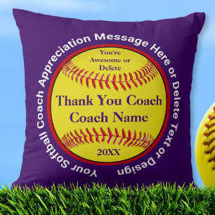 Personalized Softball Coach Gifts Purple Any Color Cushion