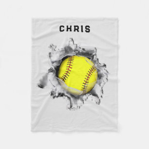 Personalized Softball Gift Fleece Blanket