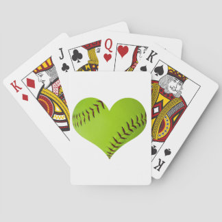 Personalized softball heart playing cards