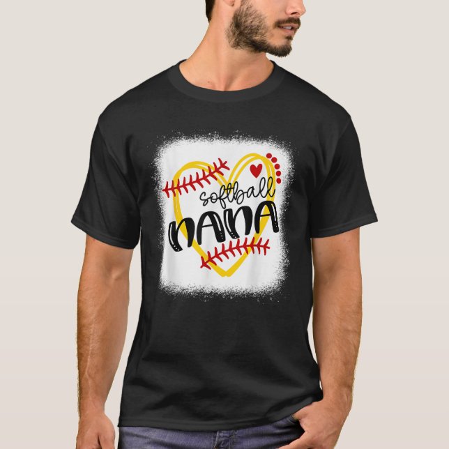 Personalized Softball Heart Tee Cute Nana Women So (Front)