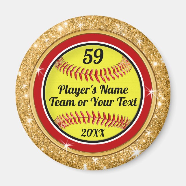 Personalized Softball Magnets in Bulk or Buy One (Front)