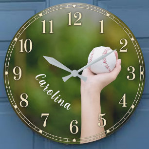 Personalized Softball Pitcher Custom Name Large Clock