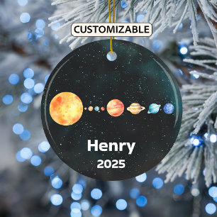 Personalized Solar System Ornament, Space, Planets Ceramic Ornament