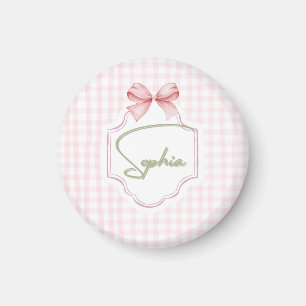 Personalized Sophia Baby Girl Nursery Bow&Gingham  Magnet