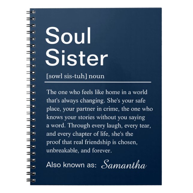 Personalized Soul Sister Definition Notebook (Front)