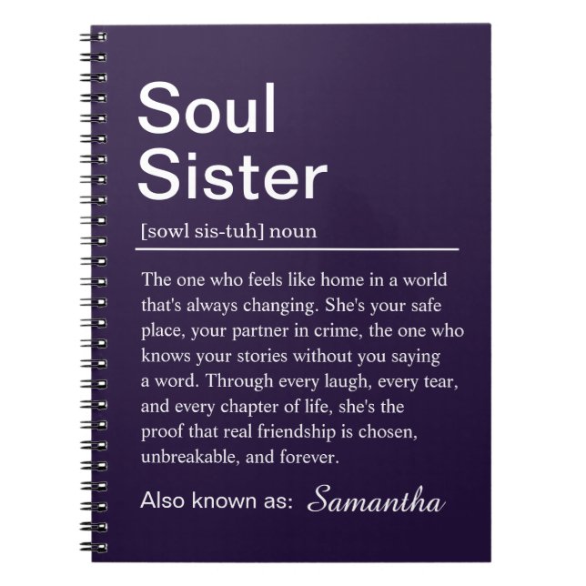 Personalized Soul Sister Definition Notebook (Front)