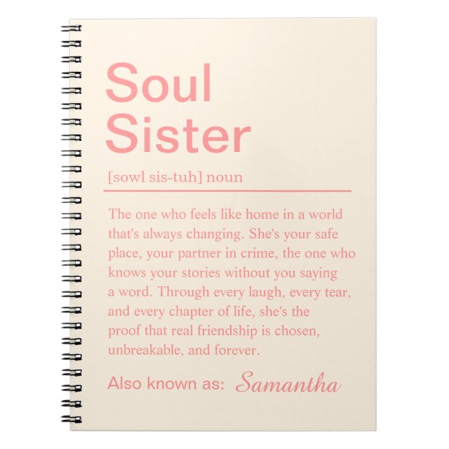 Personalized Soul Sister Definition Notebook (Front)