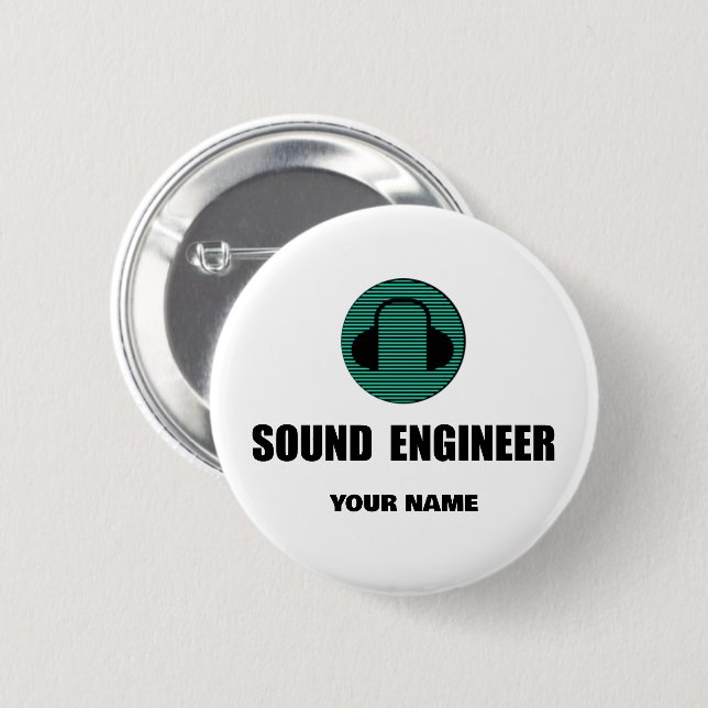 Personalized Sound Engineer Audio Engineering 6 Cm Round Badge (Front & Back)