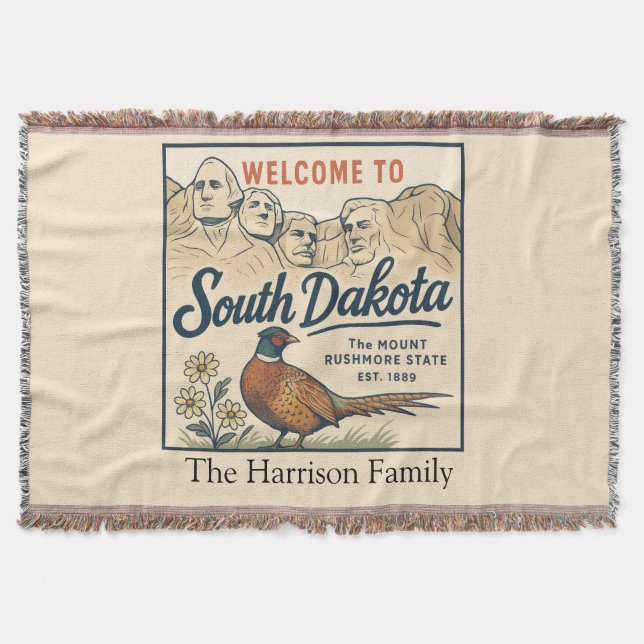 Personalized South Dakota Throw Blanket (Front)