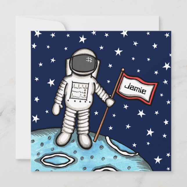 Personalized Space Astronaut Birthday Invitation (Front)