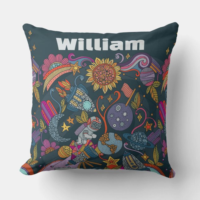 Personalized Space Name Poster for Kids  Cushion (Front)