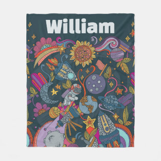 Personalized Space Name Poster for Kids  Fleece Blanket