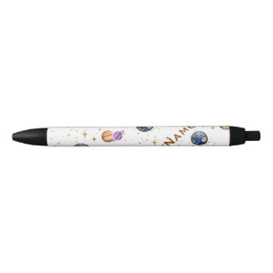 Personalized Space Theme Planets & Stars Name Pen" Black Ink Pen