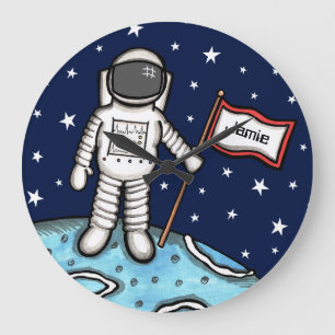 Personalized Spaceman Astronaut Cosmonaut Large Cl Large Clock