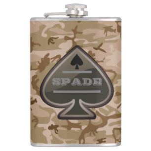 Personalized Spade Desert Camo Hip Flask