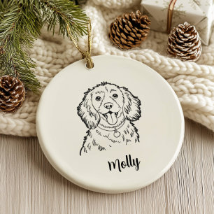 Personalized Spaniel Dog Christmas Ceramic Ornament