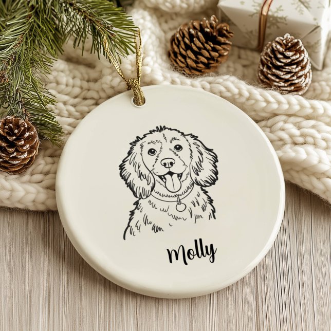 Personalized Spaniel Dog Christmas Ceramic Ornament (Creator Uploaded)