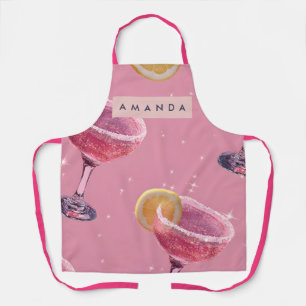Personalized Sparkle Glam Pink Cocktail Apron