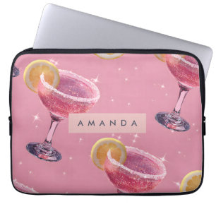 Personalized Sparkle Glam Pink Cocktail Laptop Sleeve
