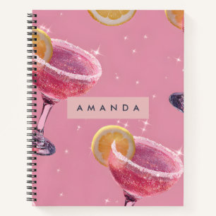 Personalized Sparkle Glam Pink Cocktail  Notebook