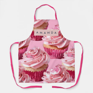 Personalized Sparkle Glam Pink Cupcake Delight Apron