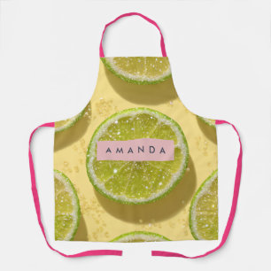 Personalized Sparkle Lime Slice Glitter Citrus  Apron
